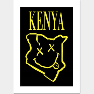 Vibrant Kenya Africa x Eyes Happy Face: Unleash Your 90s Grunge Spirit! Posters and Art